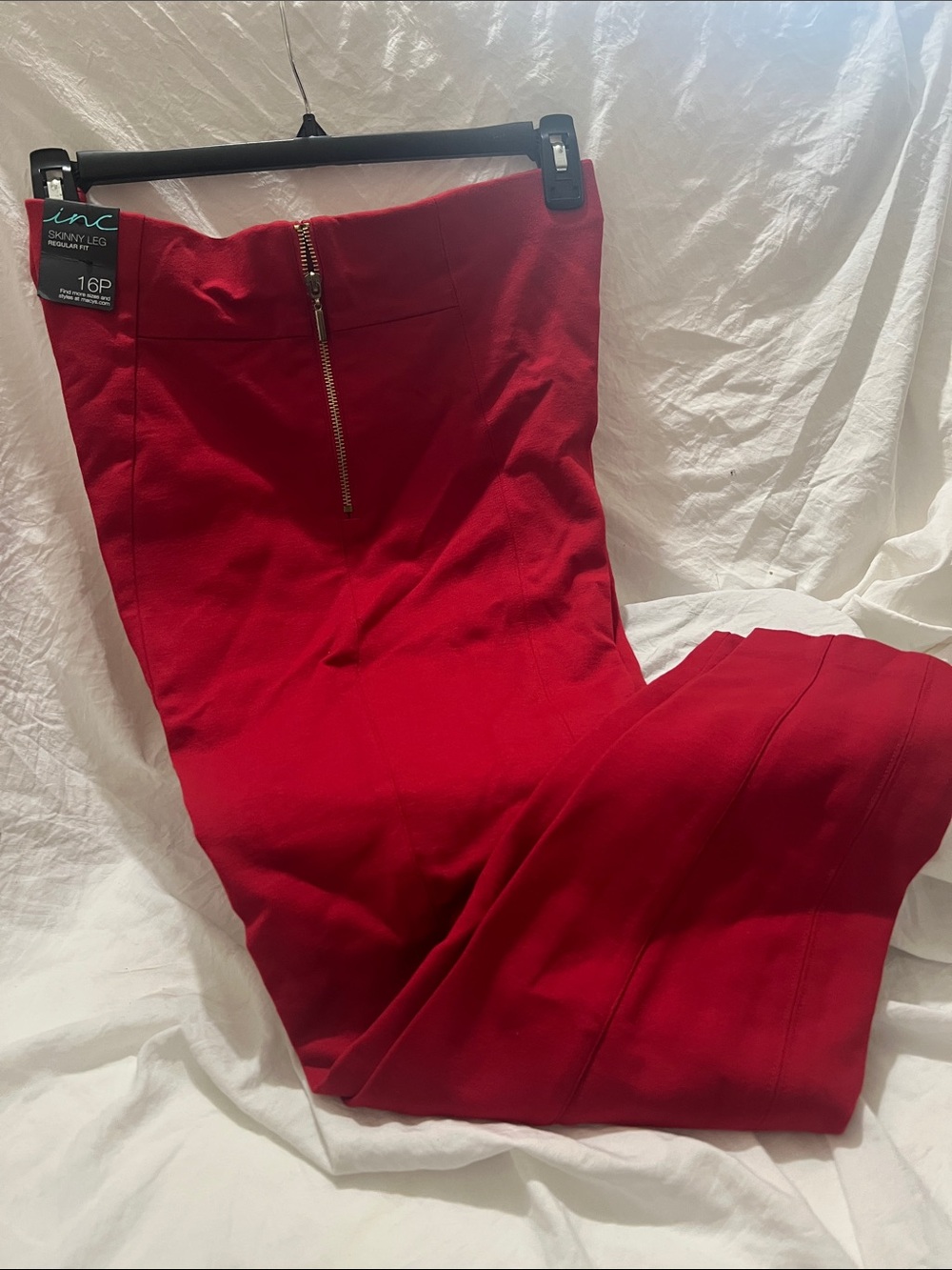 INC International Concepts Red Skinny Leg Pants with side Exposed Zipper
